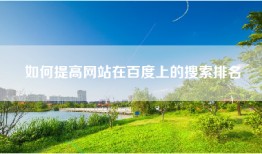 如何提高网站在百度上的搜索排名