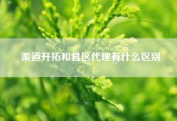 渠道开拓和县区代理有什么区别