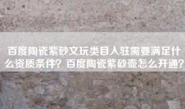 百度陶瓷紫砂文玩类目入驻需要满足什么资质条件？百度陶瓷紫砂壶怎么开通？