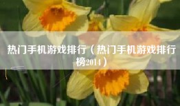 热门手机游戏排行（热门手机游戏排行榜2014）