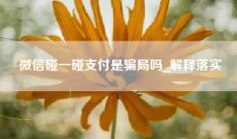 微信碰一碰支付是骗局吗_解释落实