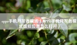oppo手机开发者模式（OPPO手机开发者模式虚拟位置怎么打开）