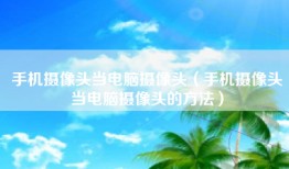 手机摄像头当电脑摄像头（手机摄像头当电脑摄像头的方法）
