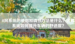 H风系统的使用和调节方法是什么？这种系统如何提升车辆的舒适度？