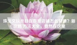 珠宝文玩类目在百度店铺怎么开通？新攻略 方法大全，竟然在这里