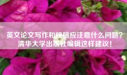 英文论文写作和投稿应注意什么问题？清华大学出版社编辑这样建议！