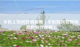 手机上如何剪辑视频（手机如何剪辑视频和制作视频）