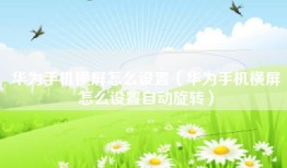 华为手机横屏怎么设置（华为手机横屏怎么设置自动旋转）