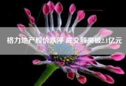 格力地产股价跌停 成交额突破2.1亿元