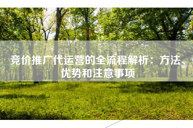 竞价推广代运营的全流程解析:方法、优势和注意事项