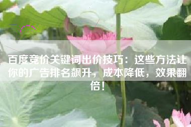 百度竞价关键词出价技巧:这些方法让你的广告排名飙升,成本降低,效果翻倍!