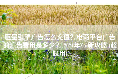 巨量引擎广告怎么充值?电商平台广告的广告费用是多少? 2024年Zui新攻略!(超好用)