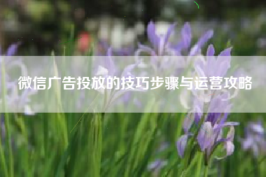 微信广告投放的技巧步骤与运营攻略